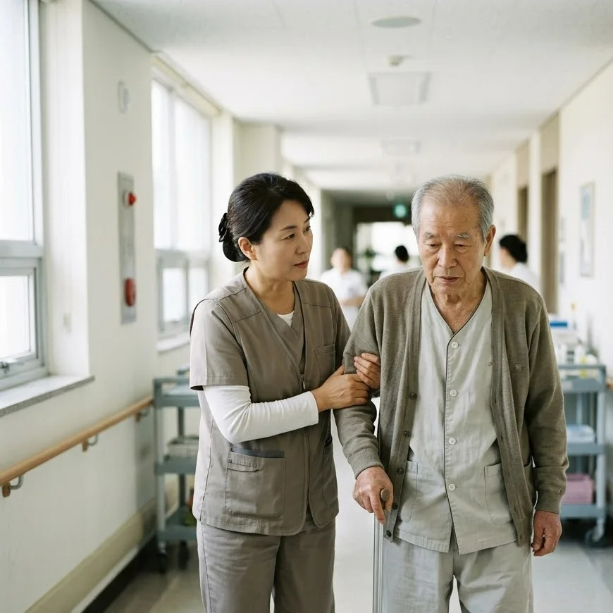 치매환자 야간 배회·낙상·섬망 예방을 위한 안전한 병실 및 가정 환경 조성 일러스트